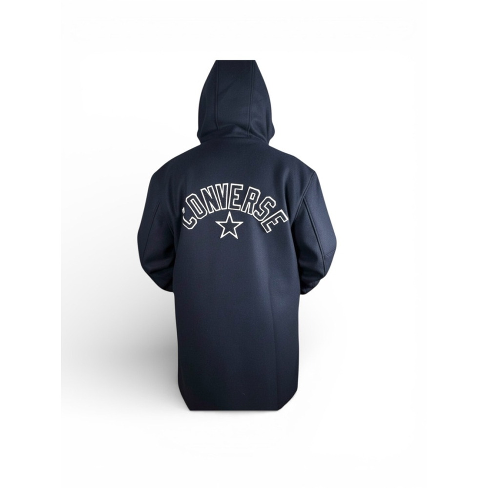XXL Navy Wool (Faux) Blue CONVERSE Men’s Hooded Varsity Jacket Chuck Taylor